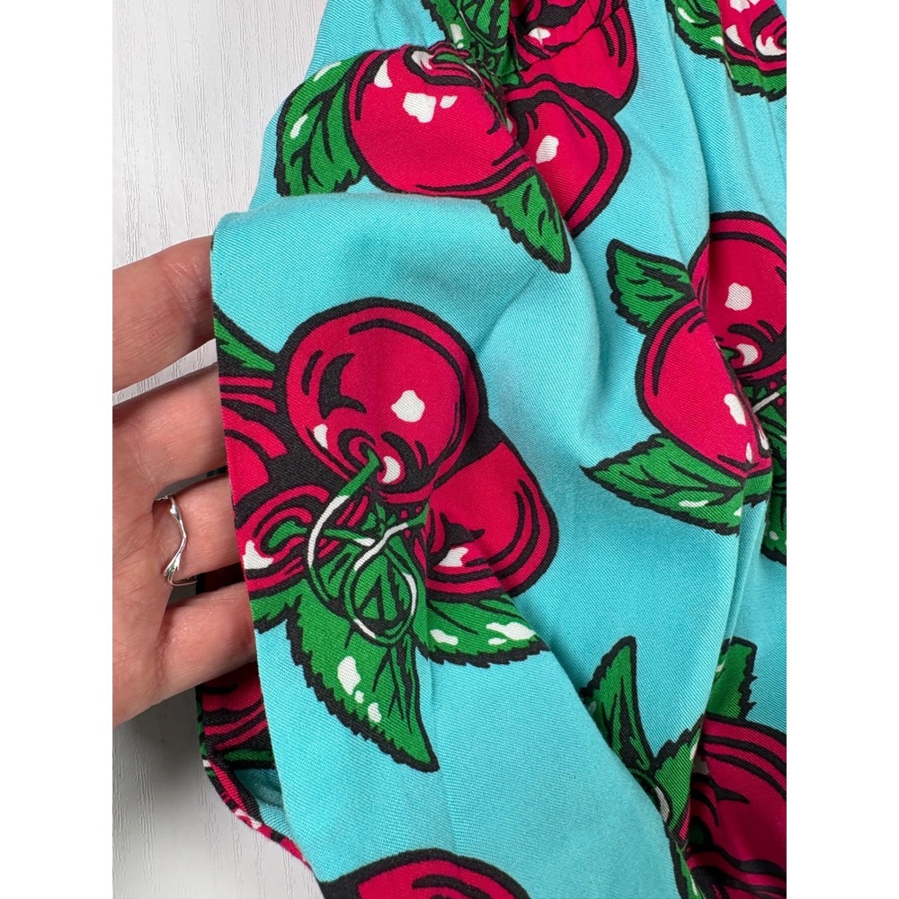 Torrid Betsey Johnson Blue Cherry Print Surplice Midi Dress Plus Size 24 Pockets - Picture 8 of 15